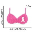 Pink bra embroidery patch with white ribbon detail showing dimensions 6.8x5.5cm - Pink Ribbon Patch Style 16