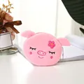 Cute pink plush pig coin purse with embroidery and metal chain for women and girls - Plum Flower Pig
