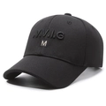 Classic black baseball cap featuring textured pineapple fabric and white 3D embroidery - Black with Black Embroidery