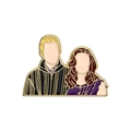 Spilla smaltata di coppia di cartoni animati con i personaggi di Edward e Bella di Twilight - Stile Vestito a Righe e Viola (QHXZ1991)
