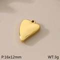Polished gold heart wing pendant 16x12mm stainless steel jewelry accessory for DIY charm - Brushed Heart Style (KLJ6794-Z)