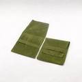 Dark green velvet jewelry pouch with flap closure and soft suede inner insert structure - Army Green