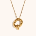 Golden balloon style letter Q pendant necklace made of stainless steel with bead chain - Gold-Q