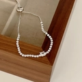 Silver bolo bracelet featuring a rectangular centerpiece and cubic zirconia inlay - Silver Rectangular Stone Tennis Chain