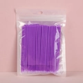 Disposable purple micro swabs in clear bag for eyelash grafting and beauty care - Dark Purple 100 Pcs Pouch Pack