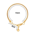 Adjustable gold snake chain bracelet featuring heart charm, 14cm length with 5cm extender - Gold (14cm+5cm)
