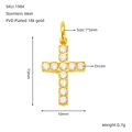 Anhänger Kreuz aus Edelstahl mit 18k Vergoldung und Zirkonia auf weißem Hintergrund - Goldener Zirkon Kreuz Anhänger (ZP1984G)