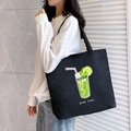 Black canvas tote bag with lime graphic and Good Time text for casual daily use - Black Lime Cup