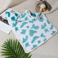 Soft coral fleece pet blanket with mint green cow print pattern for small dogs and cats - Mint Green Cow Print