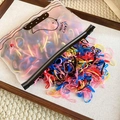 High-elastic hair band set in a matte frosted zipper bag with various vibrant colors - Bright Multicolor Style 4-Thin (One Bag)