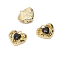 DIY gold-plated heart pendant with black glass stone for handmade bracelets and necklaces - Black Heart