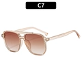 Lunettes aviateur à double pont avec monture rose pêche et verres dégradés marron - Monture Thé Transparente Verres Thé