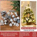 22pcs Black and White Christmas tree ornaments set with bows and pinecones for 60cm trees - Black & White (22 Pieces)
