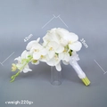 White calla lily and orchid bridal bouquet in teardrop shape with white satin ribbons - White Calla Lily & Orchid