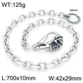 Punk style stainless steel chain with skull clasp and hoop, 70cm length 125g weight - Style E Skull Buckle (70cm)