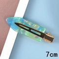 Detail showing 7cm pearlescent blue and purple acetate hair clip with golden metal base - 14# 7cm Pearlescent Blue Green Purple