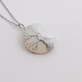 Detail of tree of life silver wire wrapped opalite moon pendant necklace - Opalite Moon
