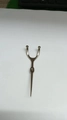 Silver Y-shaped stainless steel toothpick and dental tool with fine needle tip and ball end - Single Needle (Classic Silver)