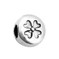 Silver alloy lucky clover bead charm for personalized DIY bracelet and necklace jewelry - Round Four Leaf Petals 10x11mm