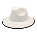 Cappello fedora classico in feltro bianco con bordo nero e design piatto per uomo e donna - M(56-58cm) / Bianco (Bordo Nero)