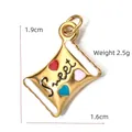 Golden snack bag charm with Sweet lettering and colorful hearts, size 1.9cm by 1.6cm - BXGPJ100-Sweet Candy Bag Pendant