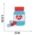 Embroidered nurse pill and capsule patch with dimensions 5.5cm by 5cm on white background - No.7 (Medicine Bottle)
