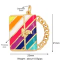 Detailed macro view of a colorful enamel handbag pendant with golden chain decoration - L616360-Rainbow
