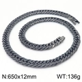 Bracelet gourmette homme en acier titane rétro, chaîne large de 12mm fini argent mat - Collier Noir Oxydé