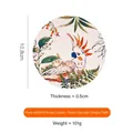 Flower & Bird green parrot ceramic coaster, 10.8cm diameter with colorful tropical design - Green Coaster
