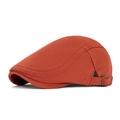 Rust red vintage ivy cap for men with adjustable bronze metal side buckle detail - Orange