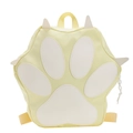 Sweet yellow cartoon cat paw backpack for kids with white leather claw details - Yellow