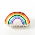 Rainbow striped hair claw clip with colorful acetate finish for back of head styling - Rainbow Style B