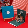 3D Pop-up Weihnachtskarte mit Rentier und Baum auf festlichem rotem Hintergrund - Blau Rentier (J5-03)