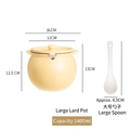 Cream ceramic lard jar with lid and spoon, 1400ml large capacity storage container - Large Cream Yellow 1400ml