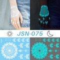Luminous henna mandala temporary tattoo sticker JSN-075 with turquoise glow effect - JSN-075 (Mandala Small Flowers)