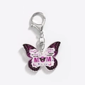 Détail d'un porte-clés papillon en acrylique avec gravure Mom I love you forever - Rose & Noir - MOM Butterfly