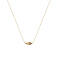 Close-up of gold chain necklace with central champagne stone and amber crystal accents - November/Citrine Yellow
