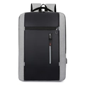 Business laptop backpack in black and grey nylon with USB charging port and red logo - 1327 Style-Grey