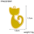 Detailed size view of yellow enamel cat charm for DIY jewelry 1.7cm height - Yellow Cat FP46381BW1