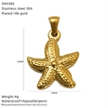 18K vergulde 304 roestvrijstalen zeester hanger van 23mm x 19mm voor DIY sieraden maken - Zeestervorm (SP438G)