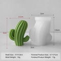Silikonform in Kaktusform für DIY-Kerzen mit Maßen und grünem Wachsmuster - Kaktus J-1240