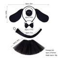 Set costume da cane nero per bambini con cerchietto orecchie e gonna in tulle - Set 3 Pezzi Carlino Nero + Gonna Tutu Nera