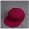 Deep red hip hop snapback flat brim hat in high-quality twill fabric, bird's-eye view - M (56-58cm) / Burgundy