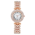 Fashion rose gold women quartz watch with Roman numerals and diamond-set bracelet band - Rose Gold Single Watch