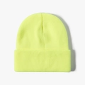Neon yellow ribbed knit beanie hat with thick cuff for winter warmth and outdoor style - Neon Yellow