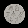 Molde de silicona navideño de muñeco de nieve y copos para fondant y artesanía - Gris
