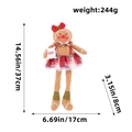 Gingerbread plush doll in red plaid skirt with dimensions and weight measurements - Long-Legged Gingerbread Man (Female)
