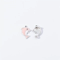 Detail of pink enamel and silver finish dolphin charms for DIY jewelry making - 4# Pink (White K)