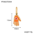 Detailed view of palm pendant with pink heart, measuring 1.3cm by 0.8cm, weighing 1.0g - Hamsa Palm Pendant (K4) / Pink