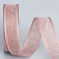 Rose pink faux linen ribbon with scalloped lace edges for DIY Christmas crafts decoration - 2.5cm Wide / Korean Pink